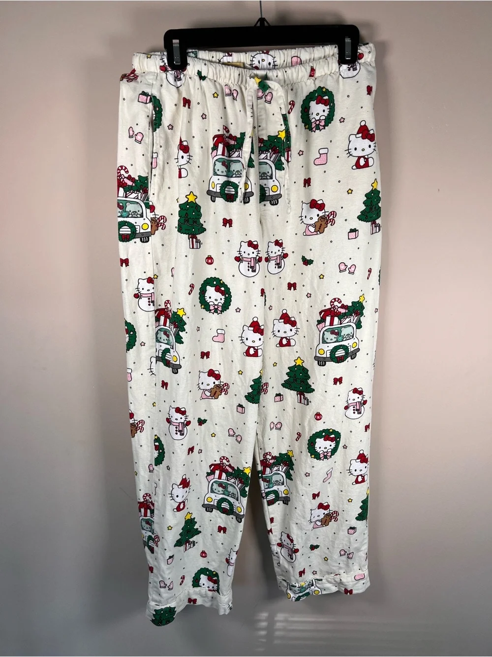 Pottery Barn Teen Hello Kitty Christmas Flannel Pajama Set Medium Sanrio